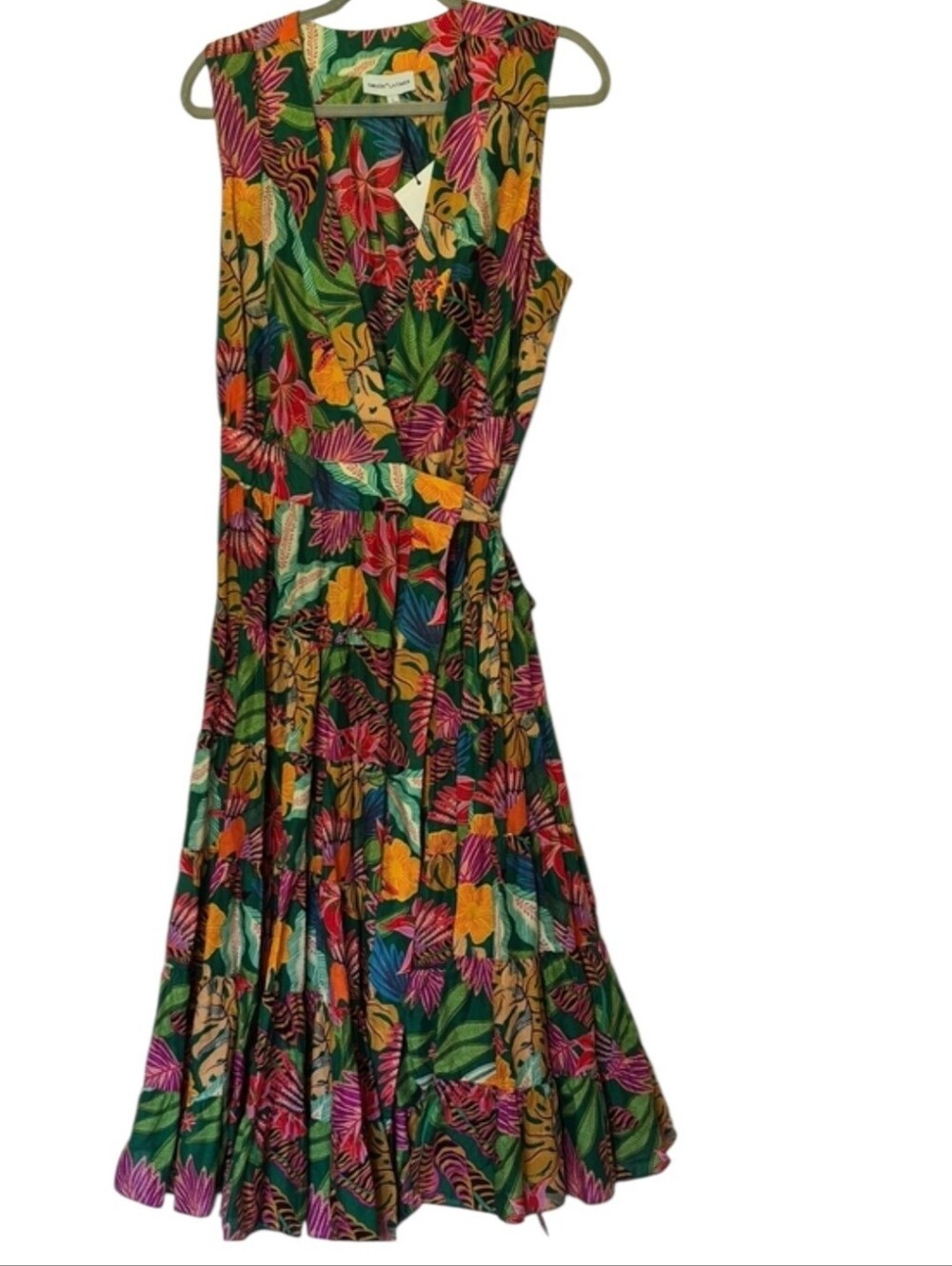 Gibson & Latimer Tropical Floral Wrap Midi Maxi Dress Large New With Tags
